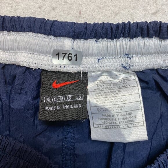 Vintage Nike Logo Swim Trunks Men's XL Blue Swoosh Shorts Black Tag - Picture 4 of 8